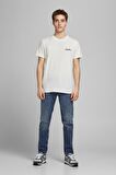 Jack & Jones Erkek Baskılı Bisiklet Yaka T-Shirt 63412186758 Beyaz