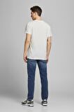 Jack & Jones Erkek Baskılı Bisiklet Yaka T-Shirt 63412186758 Beyaz