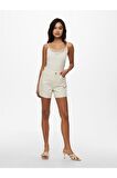 Only Onlvega Krem Kot Şort Mom Shorts - 15230571