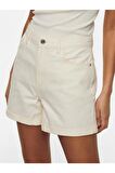 Only Onlvega Krem Kot Şort Mom Shorts - 15230571