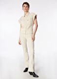 Only Yüksek Bel Geniş Paça Dar Ekru Kadın Denim Pantolon ONLBLUSH MID FLARED DNM DOT019 NOOS