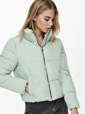 Only Onldolly Short Puffer Jacket Otw No Dik Yaka Normal Kalıp Düz Açık Yeşil Kadın Mont