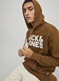 Jack & Jones Kapüşonlu Regular Fit Kahve Erkek Şardonlu Sweatshirt 12152840_JJECORP LOGO SWEAT HOOD NO