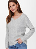 ONLCAMILLA V-NECK L/S PULLOVER KNT NOOS Kadın Gri Kazak - 15204588