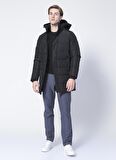 Only & Sons 22020156_Onscarl Long Quilted Coat Kapüşonlu Normal Kalıp Düz Siyah Erkek Mont