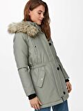 Only Kadın Uzun Kapüşonlu Kürklü Mont Parka - 15213755