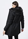 Only Onliris Fur Winter Parka Cc Otw Kapüşonlu Normal Kalıp Düz Siyah Kadın Kaban