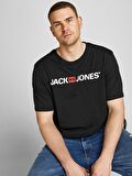 Jack&Jones Sıfır Yaka Büyük Beden Siyah Erkek T-Shirt 12184987