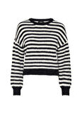 Only O Yaka Normal Çizgili Siyah Kazak Kadın ONLPIUMO L/S PULLOVER KNT NOOS