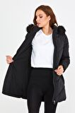 Only ONLMYNTE BF LONG PUFFER OTW Kapüşonlu Normal Kalıp Kapitone Siyah Kadın Kaban