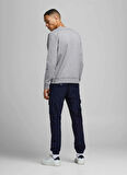 Jack & Jones Düz Yaka Gri Erkek Sweatshırt 12181903_JJEBASIC SWEAT CREW NECK N