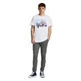 Jack & Jones 12206628_Jconate Ss Tee Crew Neck O Yaka Regular Fit Baskılı Beyaz Erkek T-Shirt