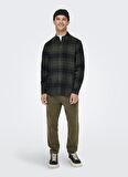 Only & Sons Düz Koyu Gri Erkek Gömlek 22022446_ONSSOLL LS CHECK SHIRT