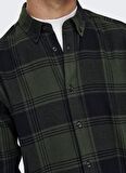 Only & Sons Düz Koyu Gri Erkek Gömlek 22022446_ONSSOLL LS CHECK SHIRT