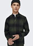 Only & Sons Düz Koyu Gri Erkek Gömlek 22022446_ONSSOLL LS CHECK SHIRT