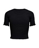 ONLY Kadın Siyah T-shirt Crop Top Smock Top Brooklyn - 15254883