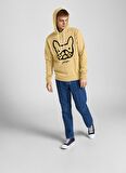 Jack & Jones 12207655_Jormate Sweat Hood Fst Kapüşonlu Regular Fit Baskılı Sarı Erkek Sweatshirt
