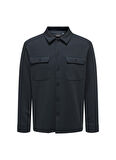 Only & Sons Düz Koyu Lacivert Erkek Gömlek 22021279_ONSNEWKODYL OVERSHIRT SWEA
