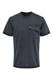 Only & Sons Taşlamalı Koyu Lacivert Erkek T-Shirt 22022645_ONSGRIFFIN REG WASHED SS