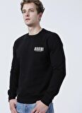 Jack & Jones 12204866_Jcoray Sweat CrewNeck O Yaka Relaxed Baskılı Siyah Erkek Sweatshirt