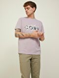 Jack & Jones O Yaka Baskılı Açık Mor Erkek T-Shirt 12209209_JCOBOOSTER TEE