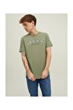 Jack & Jones 12205787_Jorbloomer Branding Tee Bisiklet Yaka Standart Kalıp Baskılı Yeşil Erkek T-Sh