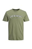 Jack & Jones 12205787_Jorbloomer Branding Tee Bisiklet Yaka Standart Kalıp Baskılı Yeşil Erkek T-Sh