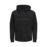 Jack & Jones Kapüşonlu Regular Fit Siyah Erkek Şardonlu Sweatshirt 12176864_JORCOPENHAGEN SWEAT HOOD N