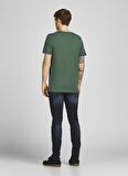 Jack & Jones 12205684_Jordome Tee Bisiklet Yaka  Standart Kalıp Baskılı Koyu Yeşil Erkek T-Shirt