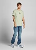 Jack & Jones Bisiklet Yaka   Standart Kalıp Baskılı Açık Yeşil Erkek T-Shirt  -  12209434_Jorbooster Tee
