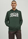 Jack & Jones Kapüşonlu Regular Fit Koyu Yeşil Erkek Şardonlu Sweatshirt 12152840_JJECORP LOGO SWEAT HOOD NO