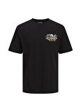 Jack & Jones Bisiklet Yaka Baskılı Siyah Erkek T-Shirt 12211712_JJLIMIT TEE SS CREW NECK