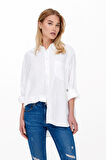 Only Kadın Onltokyo Cep Detaylı Keten Gömlek 15259585 Ekru