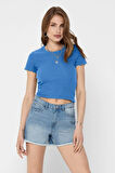 Only Kadın Kısa Kollu Fırfırlı Crop T-Shirt - 15201206 ONLEMMA