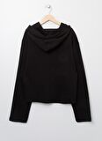 Lmtd Siyah Kız Çocuk Kapüşonlu Uzun Kollu Baskılı Sweatshirt NKFVIALA LS CROPPED BOXY SWEAT