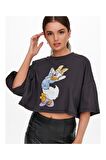 Only Kadın Duffy Dasiy Duck Crop Geniş T-shirt - 15262415