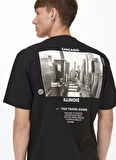 Only & Sons Baskılı Siyah Erkek T-Shirt 22022669_ONSGUS RLX PHOTOPRINT