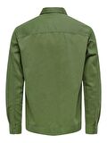 Only & Sons Düz Yeşil Erkek Gömlek 22022442_ONSSILVIO LS POCKET OVERSH