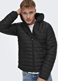 Only & Sons Siyah Erkek Kapüşonlu   Mont 22022613_ONSPIET QUILTED HOOD JACKE