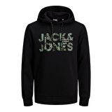 Jack & Jones Kapüşon Yaka Siyah Erkek Sweatshırt 12216242_JCOTECH LOGO SWEAT HOOD