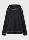 Lmtd Siyah Erkek Çocuk Kapüşonlu Uzun Kollu Düz Sweatshirt NLMONTRA LS SWEAT W. HOOD