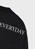 Lmtd Siyah Kız Çocuk O Yaka Uzun Kollu Baskılı Sweatshirt NLFNATEFUL LS SHORT SWEAT