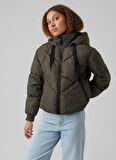 Vero Moda Haki Kadın Kısa Boy Kapitone Şişme Mont 10267111