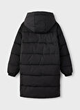 Lmtd Siyah Kız Çocuk Kapüşonlu Uzun Kollu Uzun Düz Yelek NLFMYI LONG JACKET2