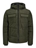 Jack & Jones Koyu Yeşil Erkek Kapüşonlu   Mont 12212233_JJBRADY PUFFER SN