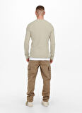 Only & Sons Düz Yaka Normal Düz Ekru Erkek Kazak ONSPHIL REG 12 STRUC CREW KNIT NOOS