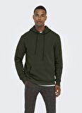 Only & Sons Kapüşonlu Regular Fit Koyu Gri Erkek Şardonlu Sweatshirt 22018685_ONSCERES HOODIE SWEAT NOOS