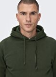 Only & Sons Kapüşonlu Regular Fit Koyu Gri Erkek Şardonlu Sweatshirt 22018685_ONSCERES HOODIE SWEAT NOOS
