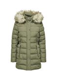 Only Açık Haki Kadın Kaban ONLNEWELLAN QUILTED HOOD FUR COAT C