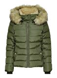 Only Kürk Detaylı Haki Kadın Kısa Şişme Mont 15204607